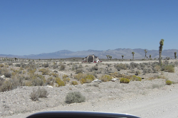 What a surprise -- someone is camping 2 miles to the entry to Area 51!