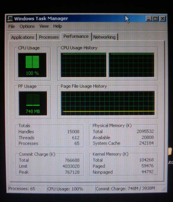 CPU maxed out.